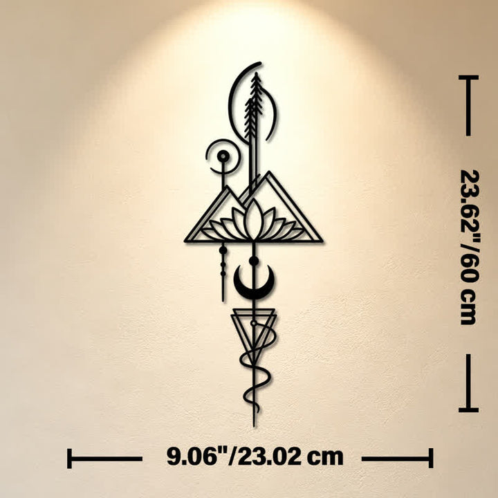 Buddha Stones Lotus Moon Enlightenment Vertical Iron Metal Meaningful Symbols Wall Art - Black - Approx. 23.02cm x 60cm x 0.12cm / 9.06in x 23.62in x 0.05in - image 27