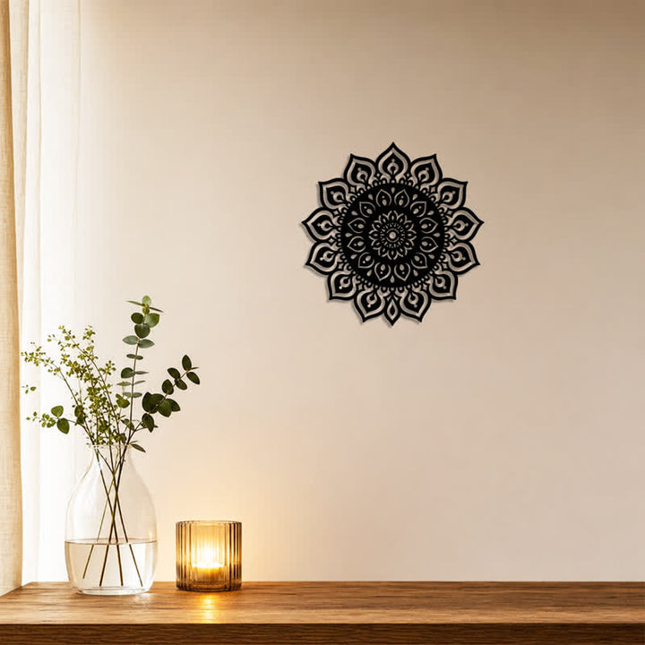 Buddha Stones Round Mandala Focus Cutout Decor Mindfulness Iron Metal Meaningful Symbols Wall Art - image 3