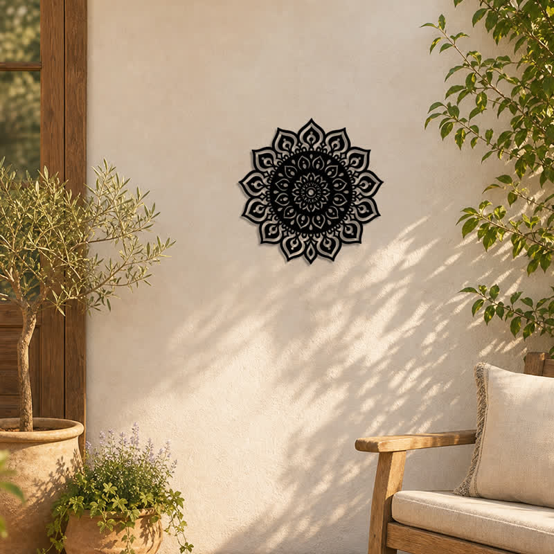 Buddha Stones Round Mandala Focus Cutout Decor Mindfulness Iron Metal Meaningful Symbols Wall Art - image 5