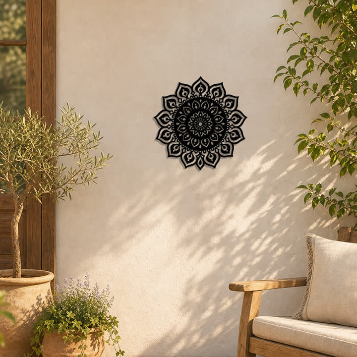 Buddha Stones Round Mandala Focus Cutout Decor Mindfulness Iron Metal Meaningful Symbols Wall Art - image 5