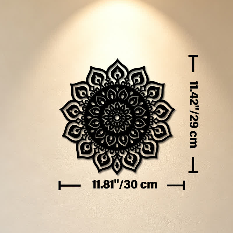 Buddha Stones Round Mandala Focus Cutout Decor Mindfulness Iron Metal Meaningful Symbols Wall Art - Approx. 30cm x 29.00cm x 0.1cm / 11.81in x 11.42in x 0.04in - image 4