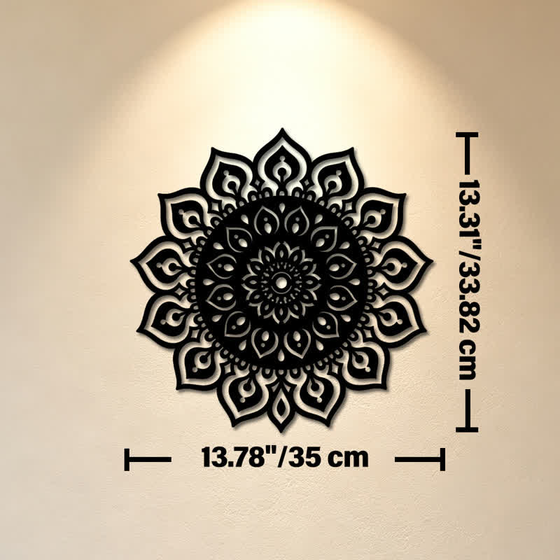 Buddha Stones Round Mandala Focus Cutout Decor Mindfulness Iron Metal Meaningful Symbols Wall Art - Approx. 35cm x 33.82cm x 0.1cm / 13.78in x 13.31in x 0.04in - image 6