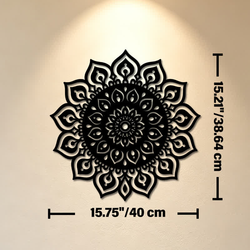 Buddha Stones Round Mandala Focus Cutout Decor Mindfulness Iron Metal Meaningful Symbols Wall Art - Approx. 40cm x 38.64cm x 0.1cm / 15.75in x 15.21in x 0.04in - image 8