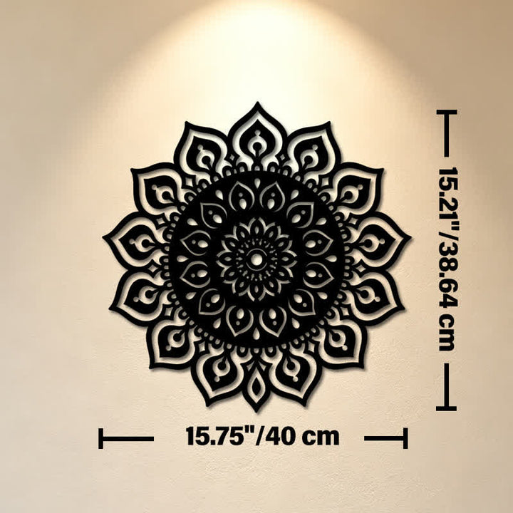 Buddha Stones Round Mandala Focus Cutout Decor Mindfulness Iron Metal Meaningful Symbols Wall Art - Approx. 40cm x 38.64cm x 0.1cm / 15.75in x 15.21in x 0.04in - image 8