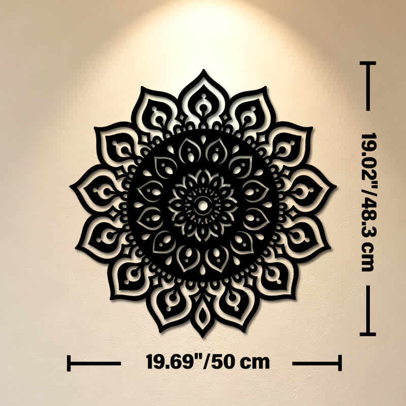 Buddha Stones Round Mandala Focus Cutout Decor Mindfulness Iron Metal Meaningful Symbols Wall Art - Approx. 50cm x 48.30cm x 0.12cm / 19.69in x 19.02in x 0.05in - image 10