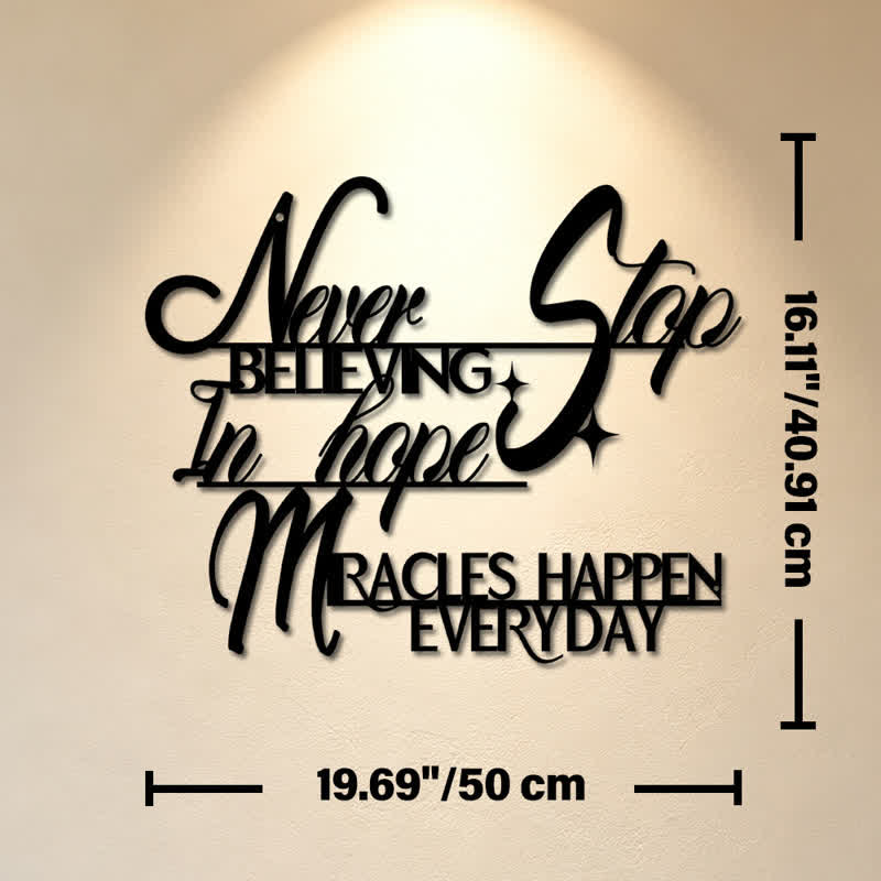 Buddha Stones Never Stop Believing Inspirational Quote Iron Metal Meaningful Symbols Wall Art - Approx. 50cm x 40.91cm x 0.12cm / 19.69in x 16.11in x 0.05in - image 10