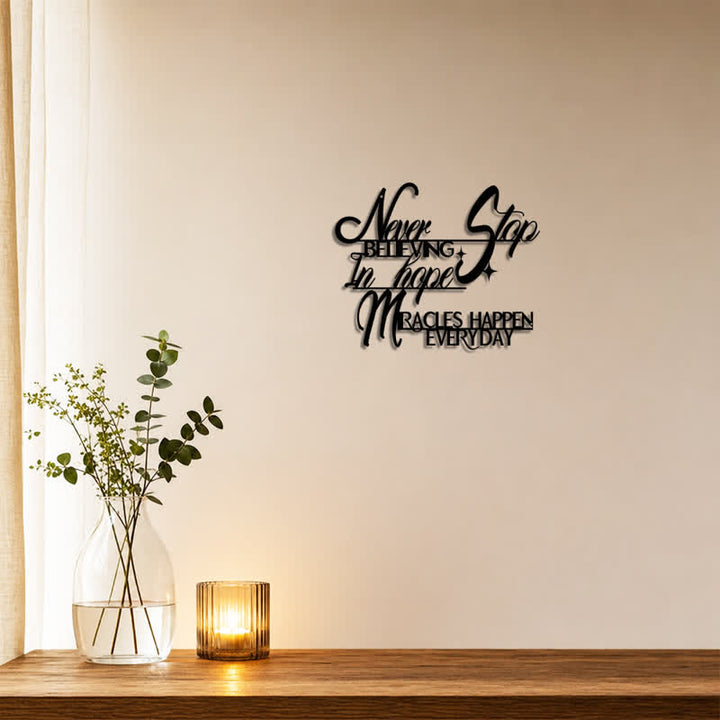 Buddha Stones Never Stop Believing Inspirational Quote Iron Metal Meaningful Symbols Wall Art - image 3