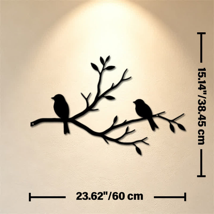 Buddha Stones Black Two Birds on Branch Iron Meaningful Symbols Wall Art - Approx. 60cm x 38.45cm x 0.12cm / 23.62in x 15.14in x 0.05in - image 10