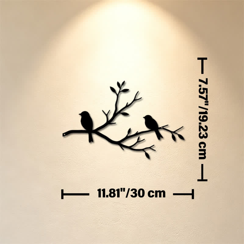 Buddha Stones Black Two Birds on Branch Iron Meaningful Symbols Wall Art - Approx. 30cm x 19.23cm x 0.1cm / 11.81in x 7.57in x 0.04in - image 4