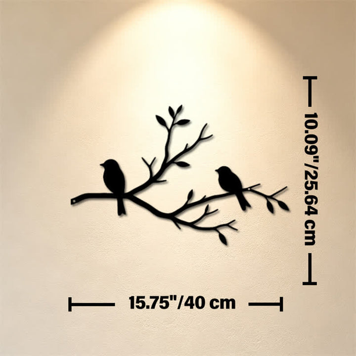 Buddha Stones Black Two Birds on Branch Iron Meaningful Symbols Wall Art - Approx. 40cm x 25.64cm x 0.1cm / 15.75in x 10.09in x 0.04in - image 7