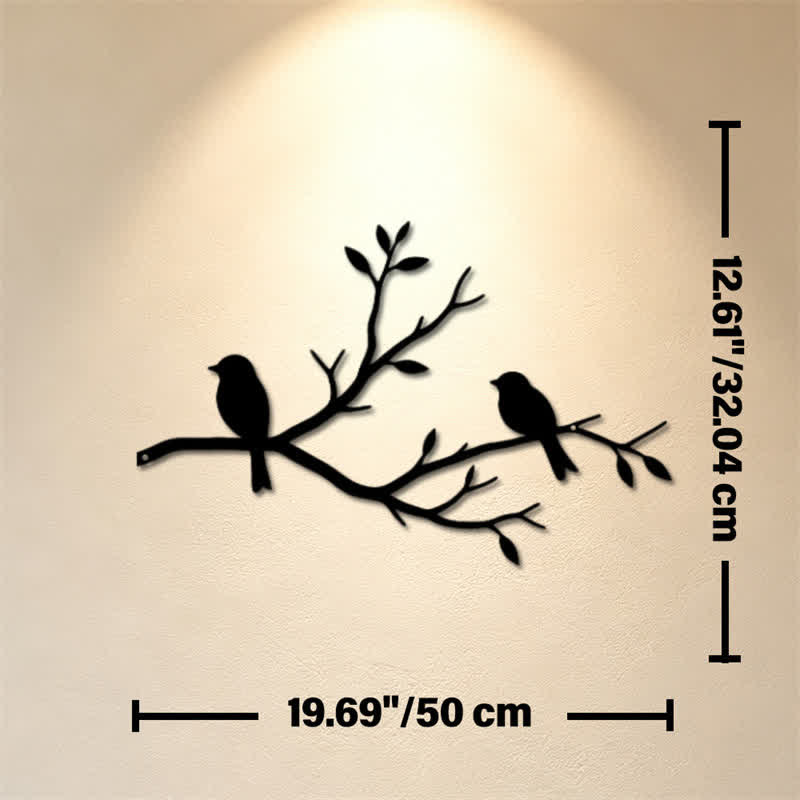 Buddha Stones Black Two Birds on Branch Iron Meaningful Symbols Wall Art - Approx. 50cm x 32.04cm x 0.12cm / 19.69in x 12.61in x 0.05in - image 8