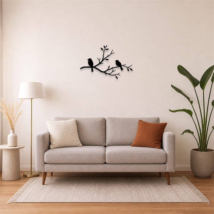 Buddha Stones Black Two Birds on Branch Iron Meaningful Symbols Wall Art - image 11