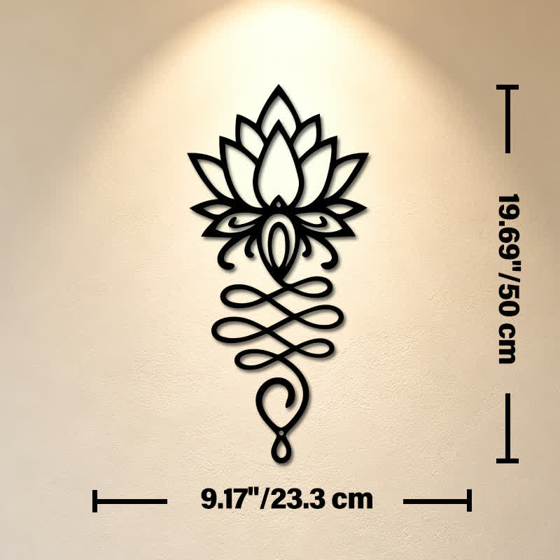 Buddha Stones Matte Black Lotus Enlightenment Iron Metal Meaningful Symbols Wall Art - Approx. 23.3cm x 50cm x 0.12cm / 9.17in x 19.69in x 0.05in - image 10