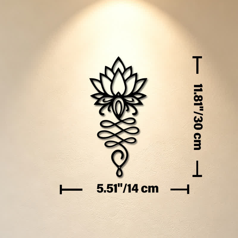 Buddha Stones Matte Black Lotus Enlightenment Iron Metal Meaningful Symbols Wall Art - Approx. 14.0cm x 30cm x 0.1cm / 5.51in x 11.81in x 0.04in - image 4