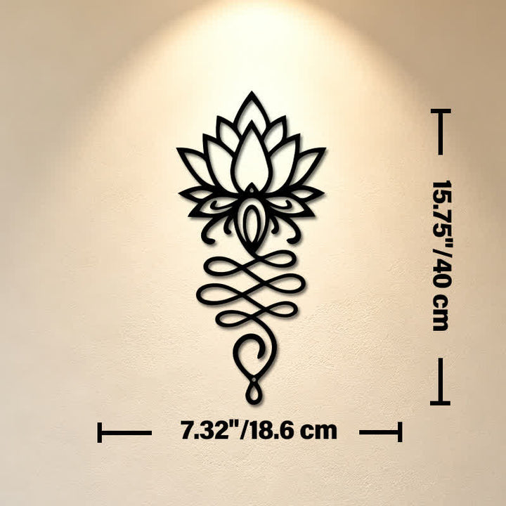 Buddha Stones Matte Black Lotus Enlightenment Iron Metal Meaningful Symbols Wall Art - Approx. 18.6cm x 40cm x 0.1cm / 7.32in x 15.75in x 0.04in - image 8