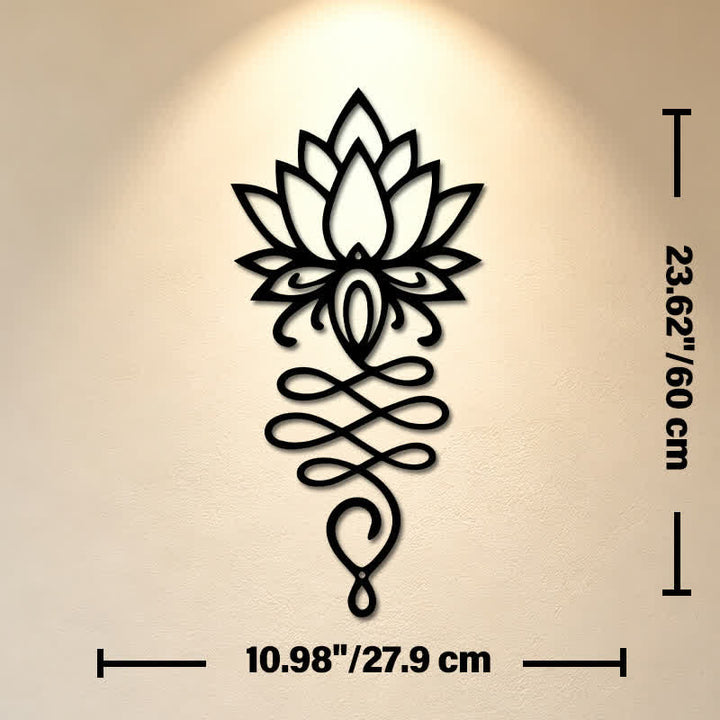 Buddha Stones Matte Black Lotus Enlightenment Iron Metal Meaningful Symbols Wall Art - Approx. 27.9cm x 60cm x 0.12cm / 10.98in x 23.62in x 0.05in - image 12