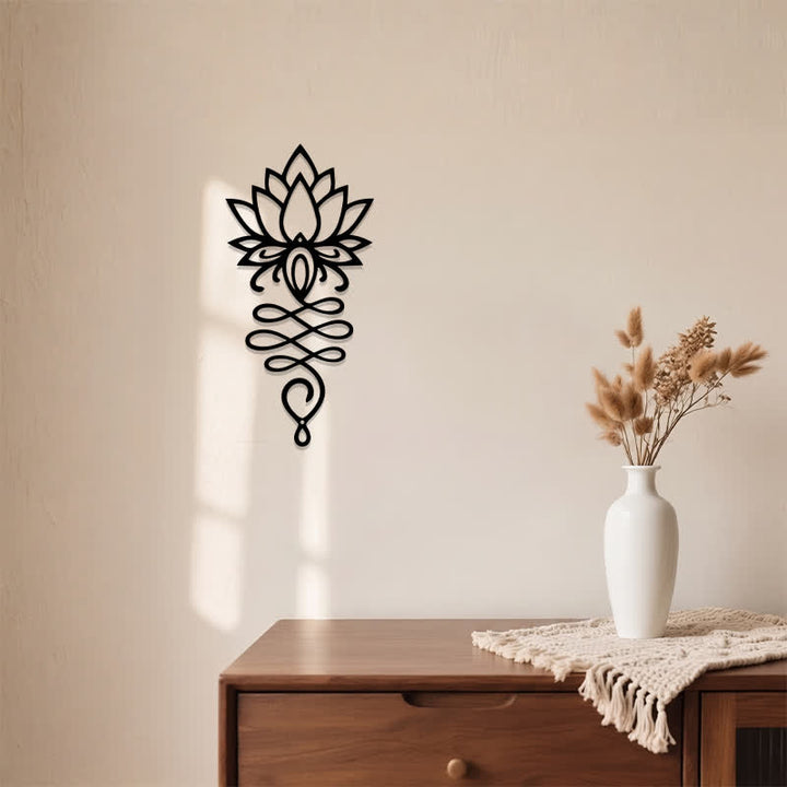 Buddha Stones Matte Black Lotus Enlightenment Iron Metal Meaningful Symbols Wall Art - image 3