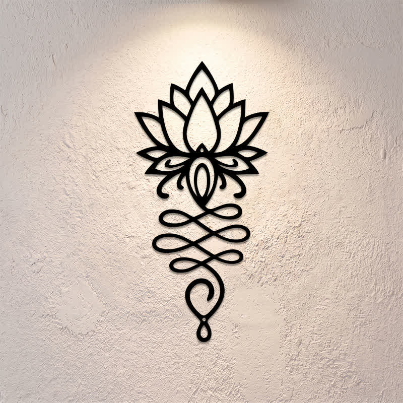 Buddha Stones Matte Black Lotus Enlightenment Iron Metal Meaningful Symbols Wall Art - image 0