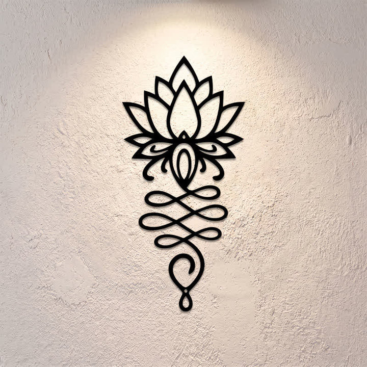 Buddha Stones Matte Black Lotus Enlightenment Iron Metal Meaningful Symbols Wall Art - image 0