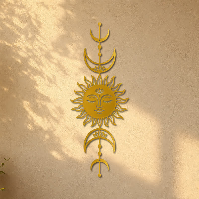Buddha Stones Boho Sun and Moon Lotus Intuition Iron Meaningful Symbols Wall Art - image 20
