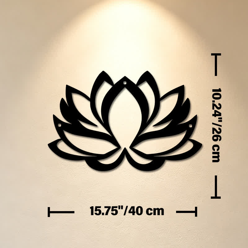 Buddha Stones Black Metal Lotus Enlightenment Zen Iron Metal Meaningful Symbols Wall Art - Approx. 40cm x 26cm x 0.1cm / 15.75in x 10.24in x 0.04in - image 8