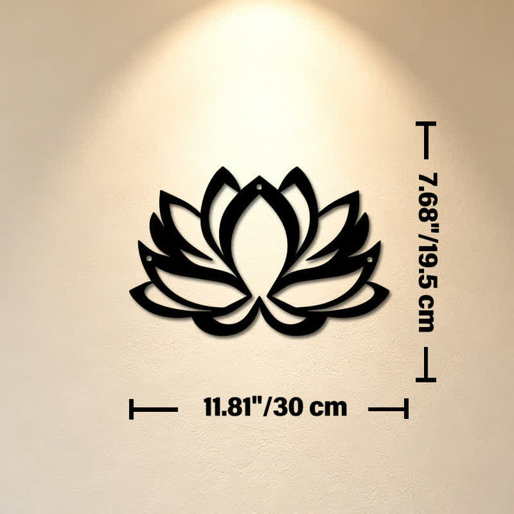 Buddha Stones Black Metal Lotus Enlightenment Zen Iron Metal Meaningful Symbols Wall Art - Approx. 30cm x 19.5cm x 0.1cm / 11.81in x 7.68in x 0.04in - image 4
