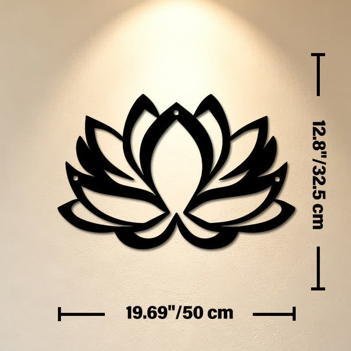 Buddha Stones Black Metal Lotus Enlightenment Zen Iron Metal Meaningful Symbols Wall Art - Approx. 50cm x 32.5cm x 0.12cm / 19.69in x 12.80in x 0.05in - image 10