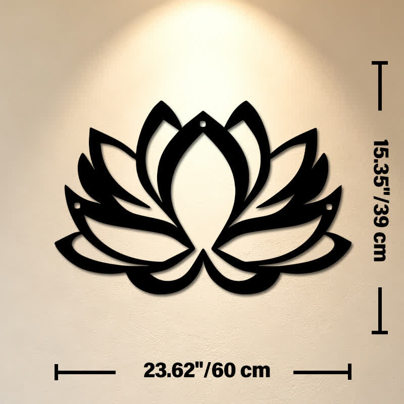 Buddha Stones Black Metal Lotus Enlightenment Zen Iron Metal Meaningful Symbols Wall Art - Approx. 60cm x 39cm x 0.12cm / 23.62in x 15.35in x 0.05in - image 12