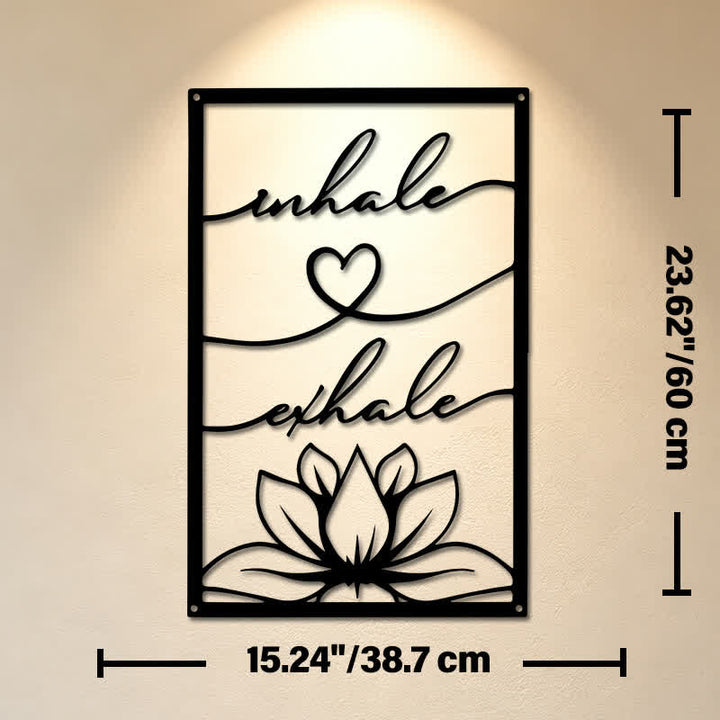 Buddha Stones Inhale Exhale Lotus Zen Iron Metal Meaningful Symbols Wall Art - Approx. 38.7cm x 60cm x 0.12cm / 15.24in x 23.62in x 0.05in - image 12