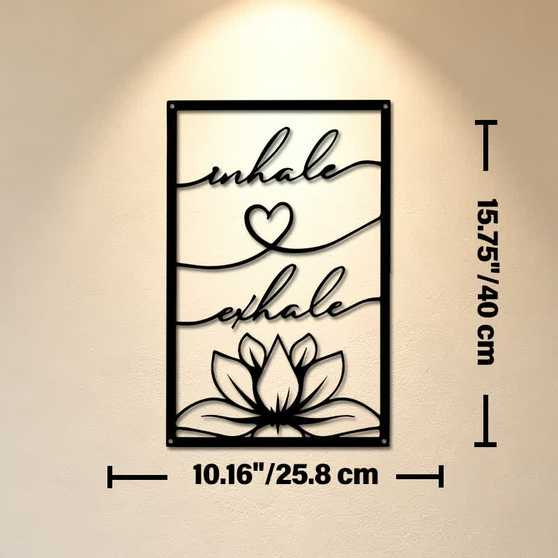 Buddha Stones Inhale Exhale Lotus Zen Iron Metal Meaningful Symbols Wall Art - Approx. 25.8cm x 40cm x 0.1cm / 10.16in x 15.75in x 0.04in - image 8