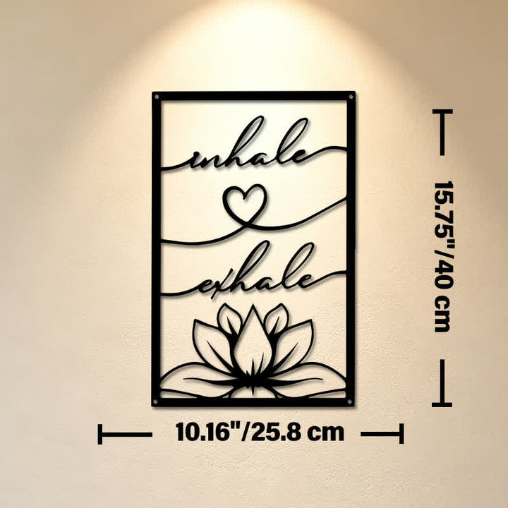 Buddha Stones Inhale Exhale Lotus Zen Iron Metal Meaningful Symbols Wall Art - Approx. 25.8cm x 40cm x 0.1cm / 10.16in x 15.75in x 0.04in - image 8