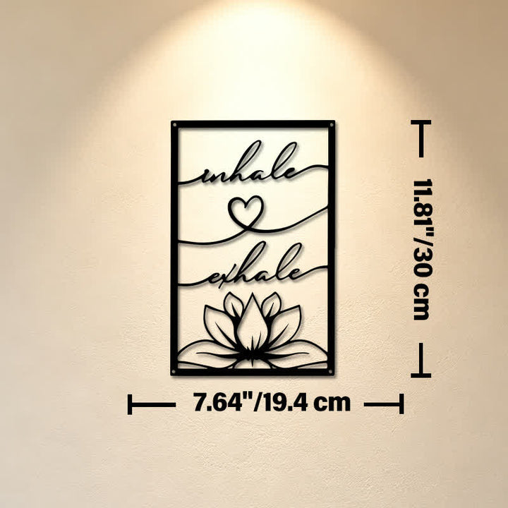 Buddha Stones Inhale Exhale Lotus Zen Iron Metal Meaningful Symbols Wall Art - Approx. 19.4cm x 30cm x 0.1cm / 7.64in x 11.81in x 0.04in - image 4