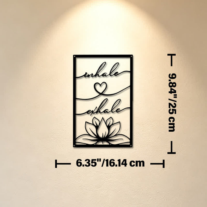 Buddha Stones Inhale Exhale Lotus Zen Iron Metal Meaningful Symbols Wall Art - Approx. 16.14cm x 25cm x 0.1cm / 6.35in x 9.84in x 0.04in - image 2