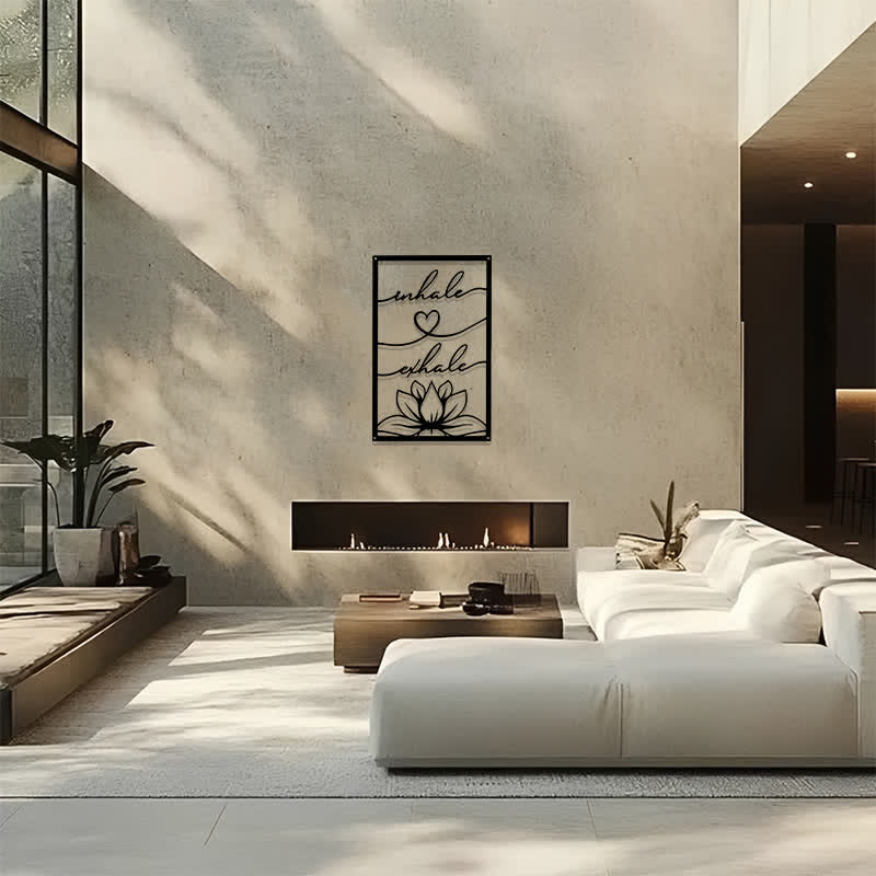 Buddha Stones Inhale Exhale Lotus Zen Iron Metal Meaningful Symbols Wall Art - image 13