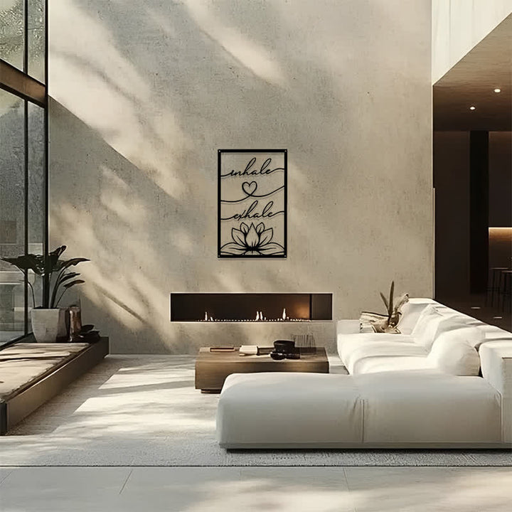 Buddha Stones Inhale Exhale Lotus Zen Iron Metal Meaningful Symbols Wall Art - image 13