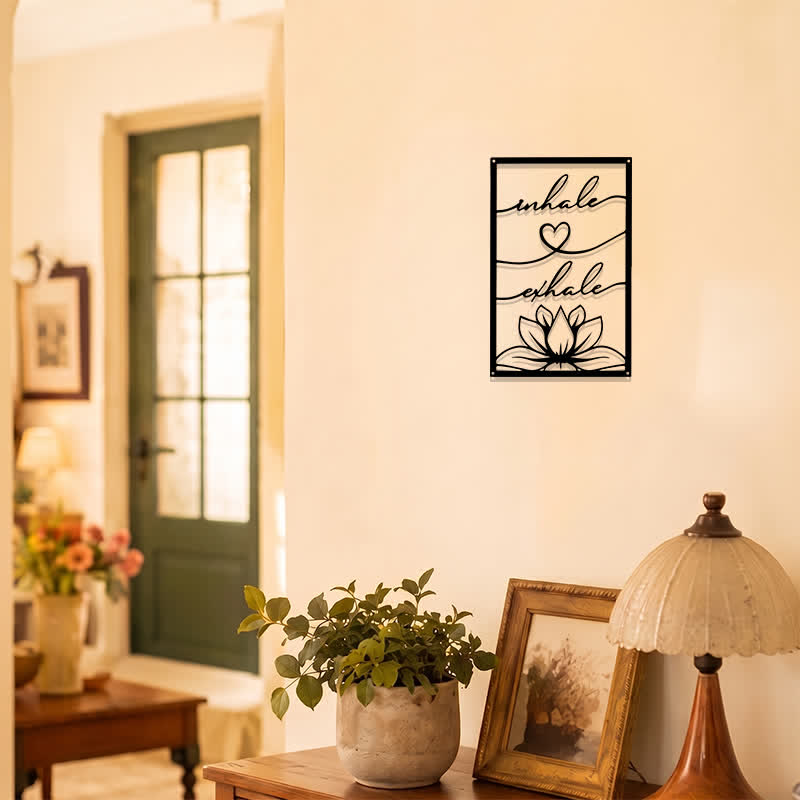 Buddha Stones Inhale Exhale Lotus Zen Iron Metal Meaningful Symbols Wall Art - image 7