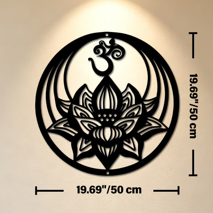 Buddha Stones Enlightenment Lotus OM Round Iron Metal Meaningful Symbols Wall Art - Approx. 50cm x 50cm x 0.12cm / 19.69in x 19.69in x 0.05in - image 10