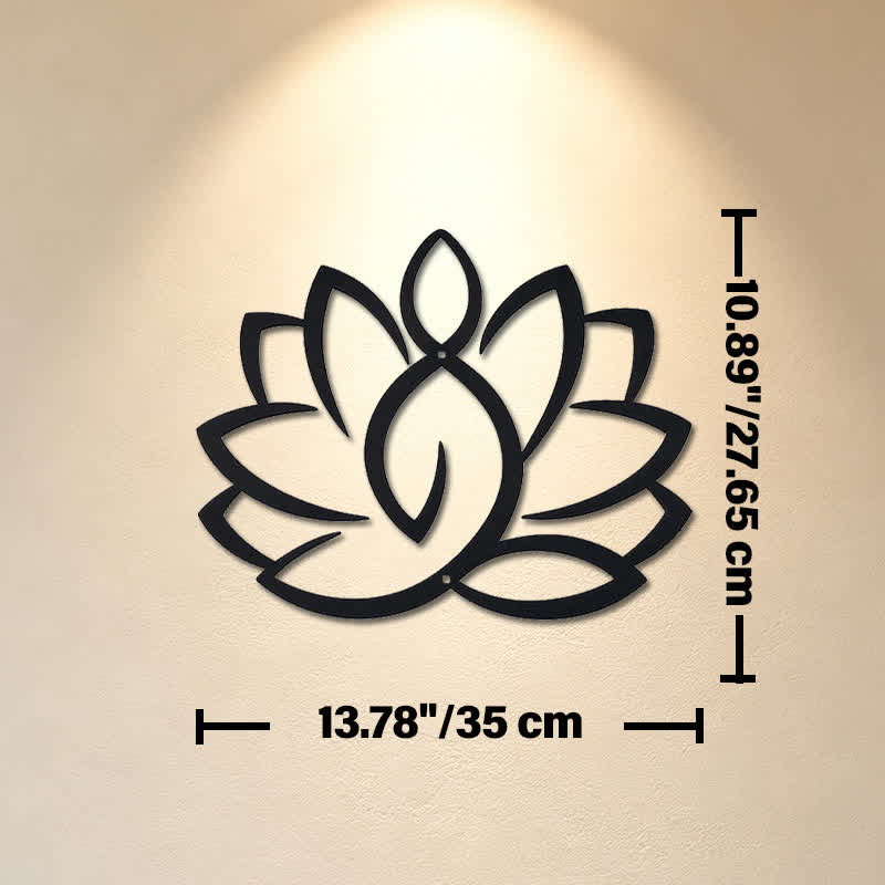 Buddha Stones Black Metal Lotus Enlightenment Iron Metal Meaningful Symbols Wall Art - Approx. 35cm x 27.65cm x 0.1cm / 13.78in x 10.89in x 0.04in - image 6