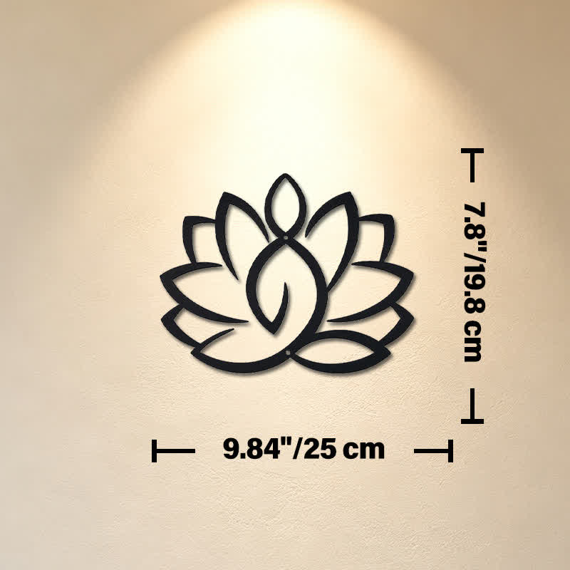 Buddha Stones Black Metal Lotus Enlightenment Iron Metal Meaningful Symbols Wall Art - Approx. 25cm x 19.8cm x 0.1cm / 9.84in x 7.80in x 0.04in - image 2