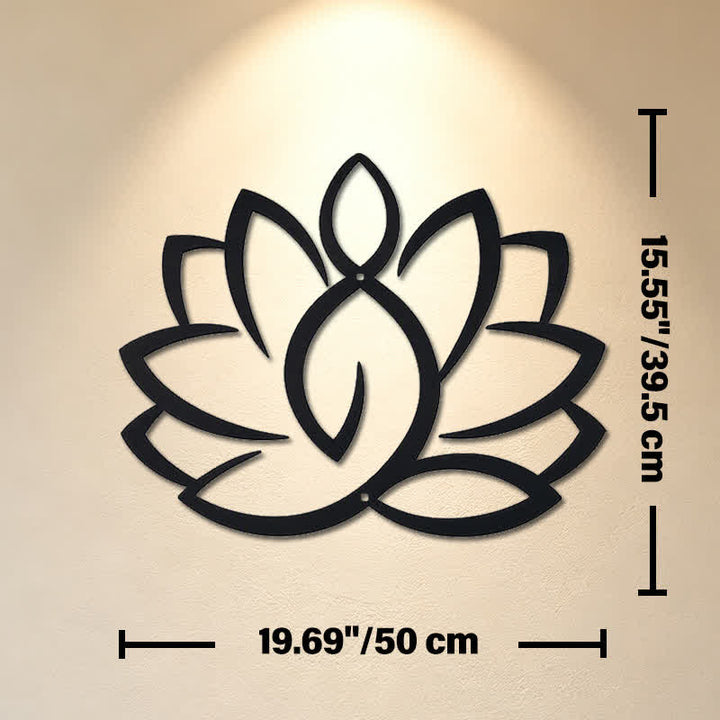 Buddha Stones Black Metal Lotus Enlightenment Iron Metal Meaningful Symbols Wall Art - Approx. 50cm x 39.5cm x 0.12cm / 19.69in x 15.55in x 0.05in - image 10