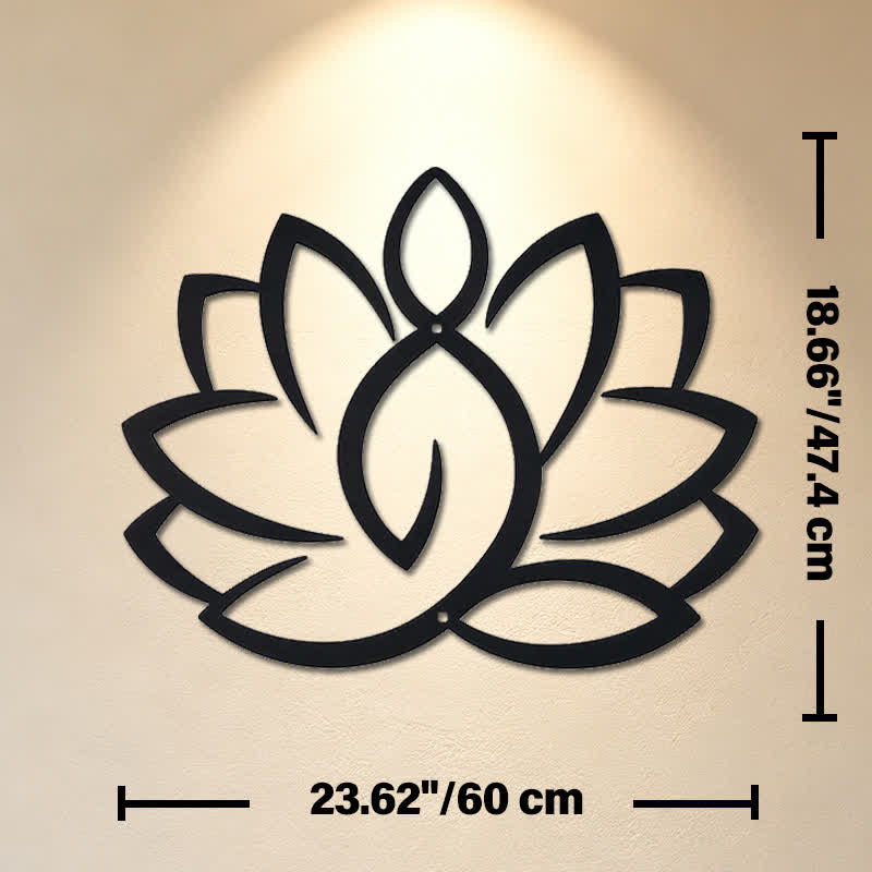 Buddha Stones Black Metal Lotus Enlightenment Iron Metal Meaningful Symbols Wall Art - Approx. 60cm x 47.4cm x 0.12cm / 23.62in x 18.66in x 0.05in - image 12