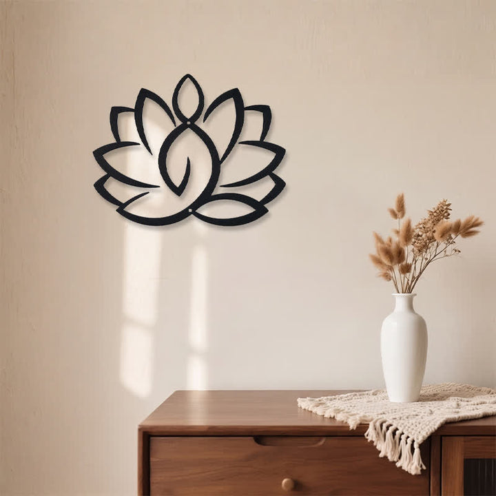 Buddha Stones Black Metal Lotus Enlightenment Iron Metal Meaningful Symbols Wall Art - image 3