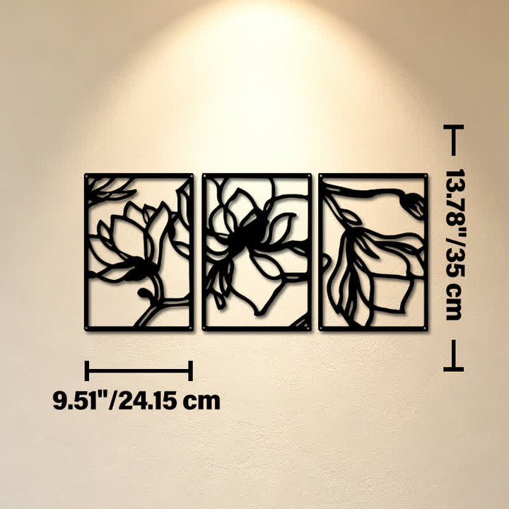 Buddha Stones Black Metal Lotus Enlightenment Triptych Iron Metal Meaningful Symbols Wall Art - Approx. 24.15cm x 35cm x 0.1cm / 9.51in x 13.78in x 0.04in - image 6