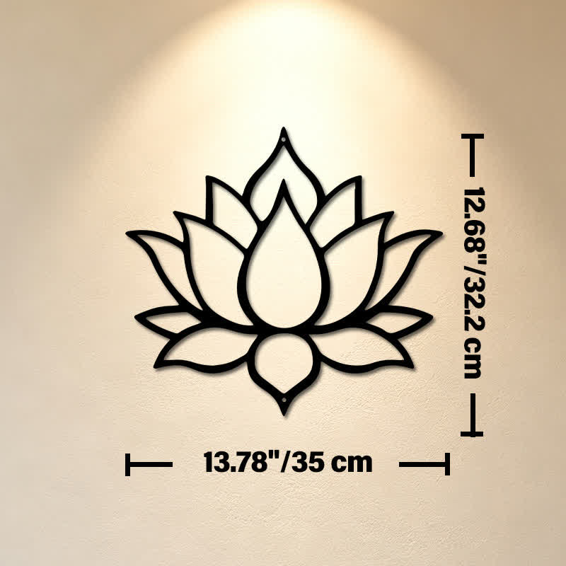 Buddha Stones Matte Black Lotus Purity Zen Iron Metal Meaningful Symbols Wall Art - Approx. 35cm x 32.2cm x 0.1cm / 13.78in x 12.68in x 0.04in - image 6