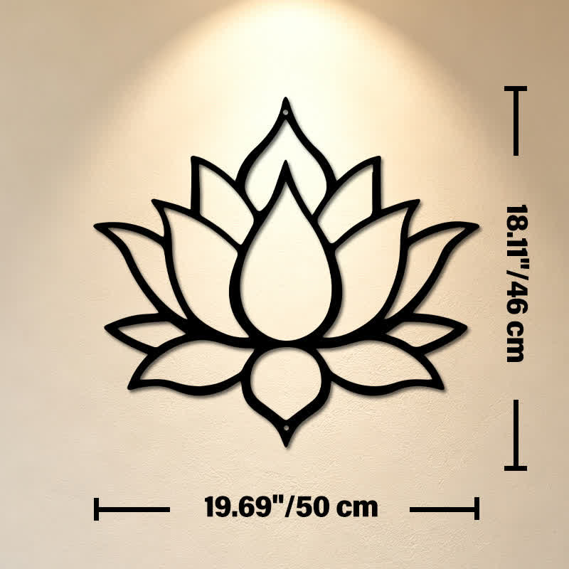 Buddha Stones Matte Black Lotus Purity Zen Iron Metal Meaningful Symbols Wall Art - Approx. 50cm x 46.0cm x 0.12cm / 19.69in x 18.11in x 0.05in - image 10