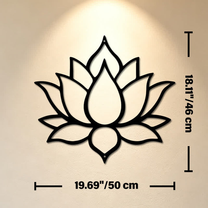 Buddha Stones Matte Black Lotus Purity Zen Iron Metal Meaningful Symbols Wall Art - Approx. 50cm x 46.0cm x 0.12cm / 19.69in x 18.11in x 0.05in - image 10