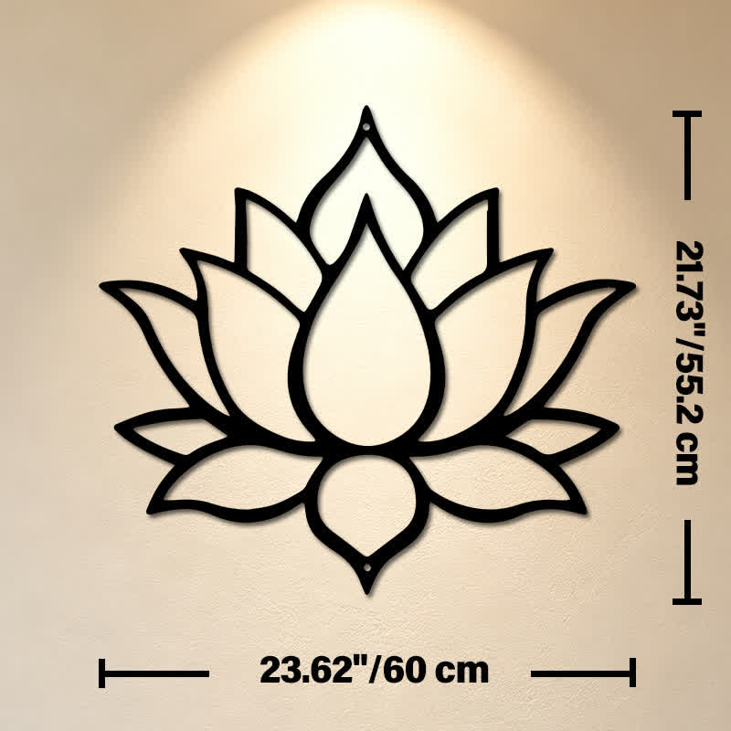 Buddha Stones Matte Black Lotus Purity Zen Iron Metal Meaningful Symbols Wall Art - Approx. 60cm x 55.2cm x 0.12cm / 23.62in x 21.73in x 0.05in - image 12
