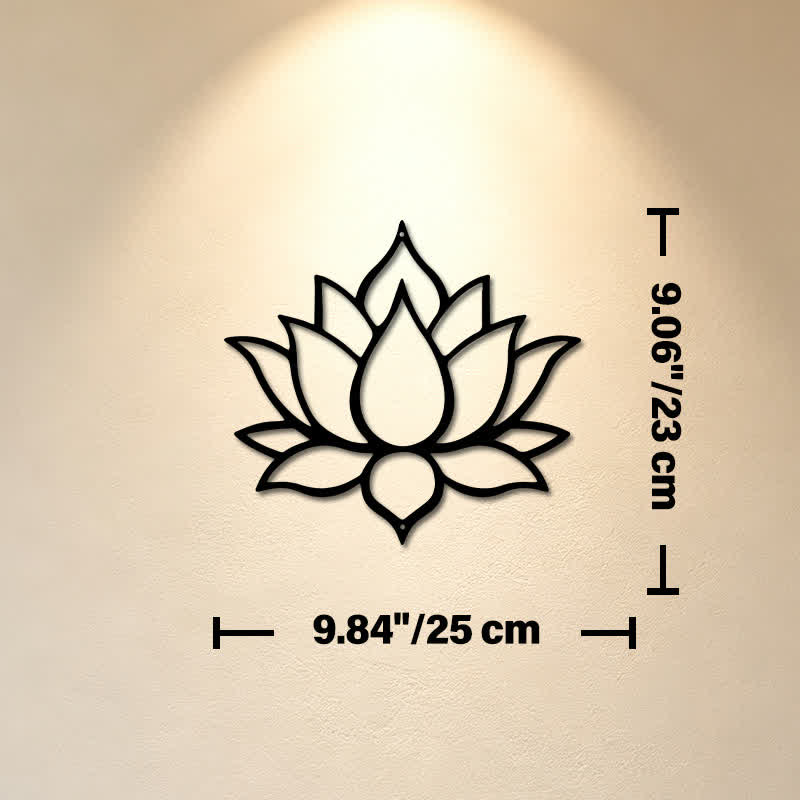 Buddha Stones Matte Black Lotus Purity Zen Iron Metal Meaningful Symbols Wall Art - Approx. 25cm x 23.0cm x 0.1cm / 9.84in x 9.06in x 0.04in - image 2