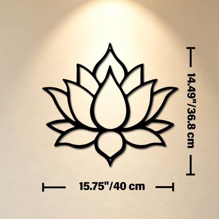 Buddha Stones Matte Black Lotus Purity Zen Iron Metal Meaningful Symbols Wall Art - Approx. 40cm x 36.8cm x 0.1cm / 15.75in x 14.49in x 0.04in - image 8