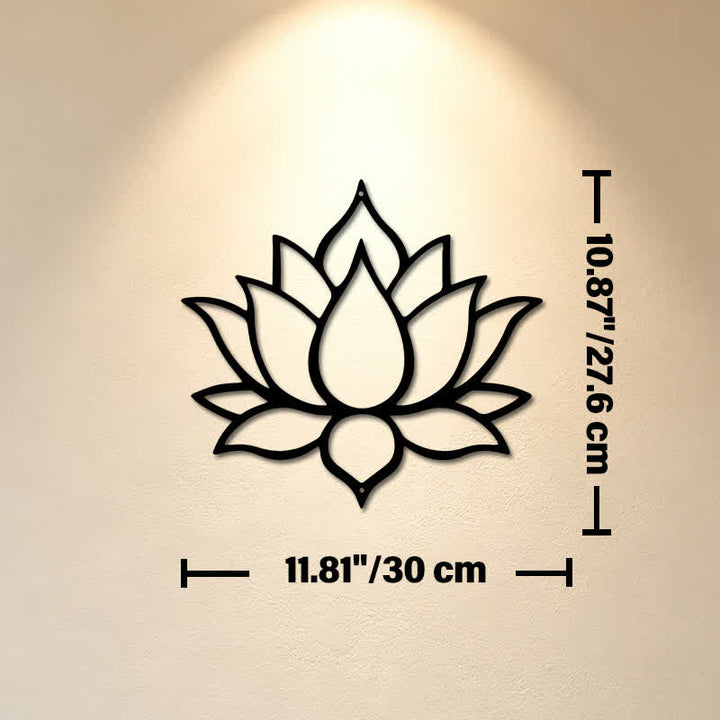 Buddha Stones Matte Black Lotus Purity Zen Iron Metal Meaningful Symbols Wall Art - Approx. 30cm x 27.6cm x 0.1cm / 11.81in x 10.87in x 0.04in - image 4